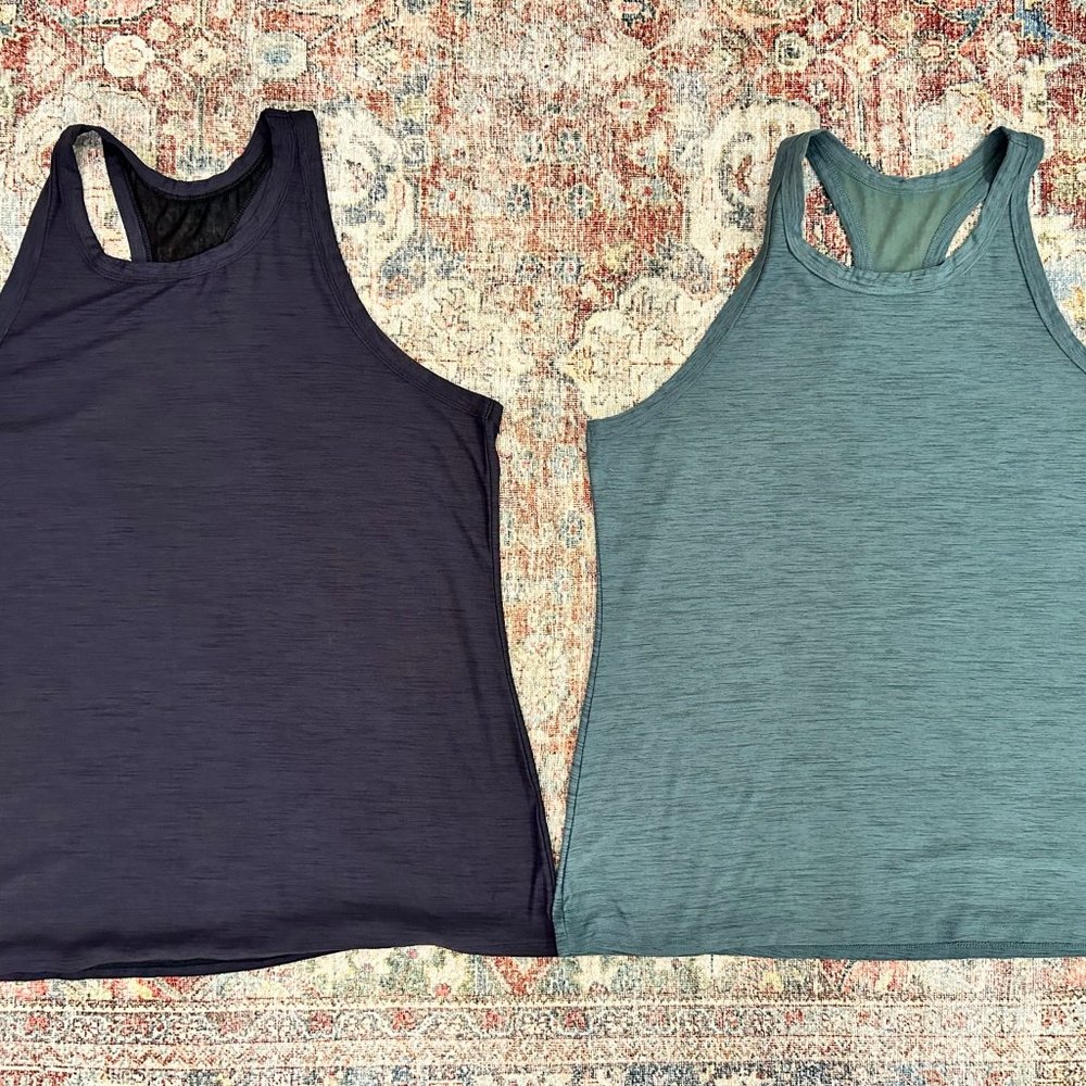 2 OLD NAVY ACTIVE BREATHE ON GO-DRY WORKOUT TANKS, SIZE XL TALL, BLACK AND GREEN